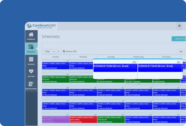 Caregiver visit schedule